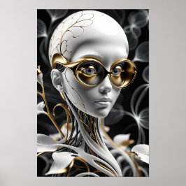 Goldene Eleganz: Abstrakte Frau Moderne Kunst Poster
