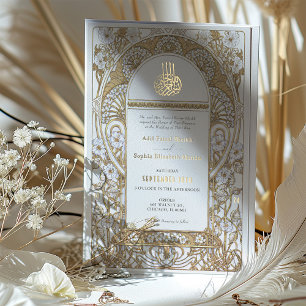 Goldene Eleganz Art Nouveau Muslimische Hochzeit Folieneinladung