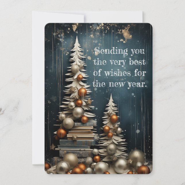 Goldene Eleganz Feiertagskarte (Vorderseite)