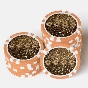 Goldene Eleganz: Goldener Hibiskus-Shimmer Pokerchips