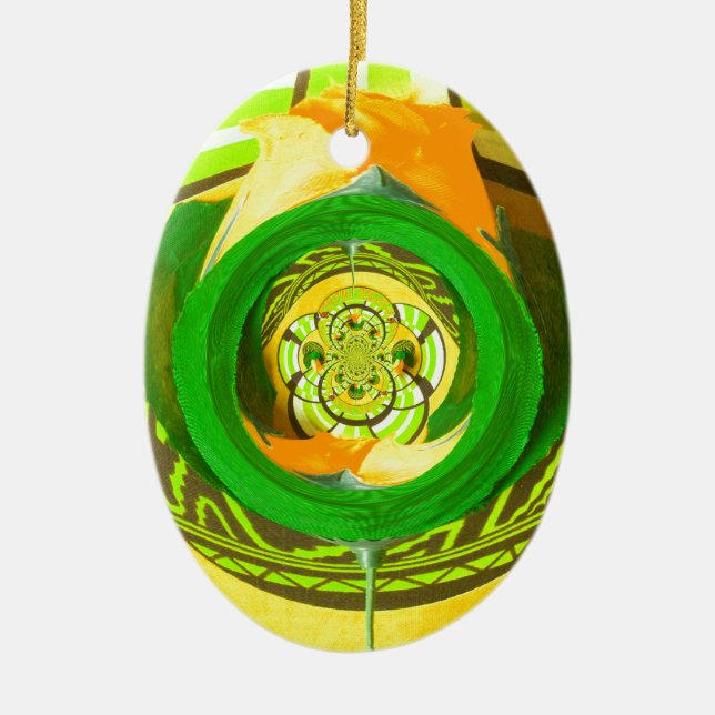 Goldene Eleganz: Schöne Afrikanische Gelbe Rose Keramikornament (Vorne)