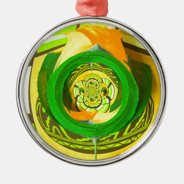 Goldene Eleganz: Schöne Afrikanische Gelbe Rose Silbernes Ornament (Vorne)