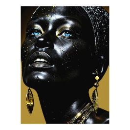 Goldene Eleganz: Schwarze Schönheit mit Schmuck Fotodruck