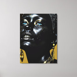 Goldene Eleganz: Schwarze Schönheit mit Schmuck Leinwanddruck