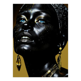 Goldene Eleganz: Schwarze Schönheit mit Schmuck Poster