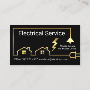 Goldene elektrische Hausstromschaltung Visitenkarte