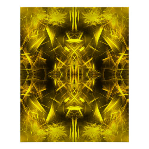 Goldene elektrische Plasma-Fraktal-Kunst Poster