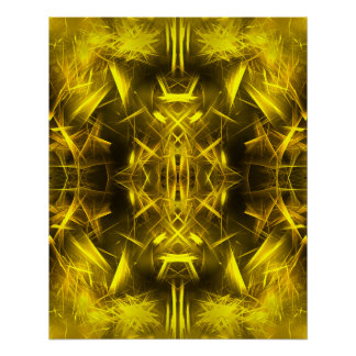 Goldene elektrische Plasma-Fraktal-Kunst Poster