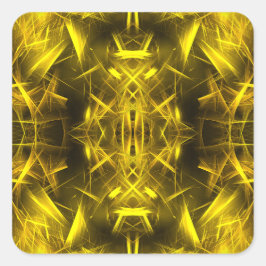 Goldene elektrische Plasma-Fraktal-Kunst Quadratischer Aufkleber