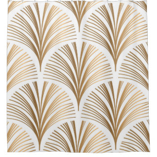 Goldene Elemente auf weißem Hintergrund. Vintage N Duschvorhang