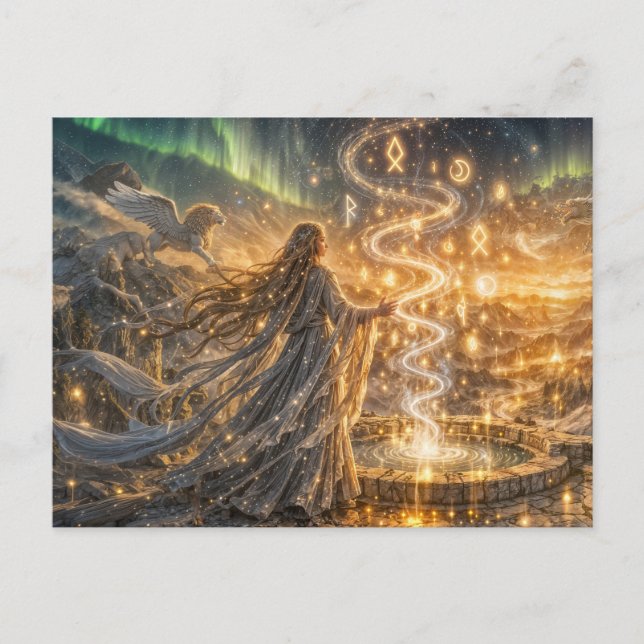 Goldene Elfen Fantasy Licht Impressionistische Fan Postkarte (Vorderseite)