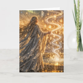 Goldene Elfen-Fantasy-Lichter – Impressionistische Karte