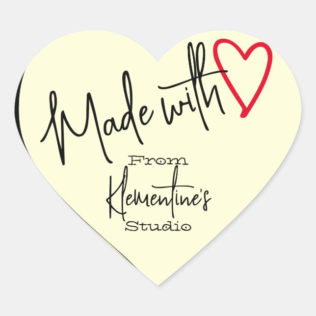 Goldene Elfenbein mit Liebe aus Studio Herz-Aufkleber (Vorderseite)