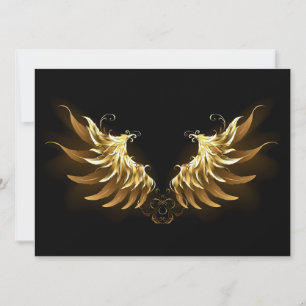 Goldene Engelsflügel auf schwarzem Hintergrund Feiertagskarte