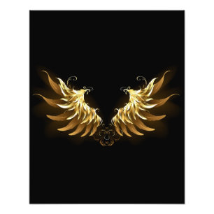 Goldene Engelsflügel auf schwarzem Hintergrund Fotodruck