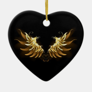Goldene Engelsflügel auf schwarzem Hintergrund Keramik Ornament