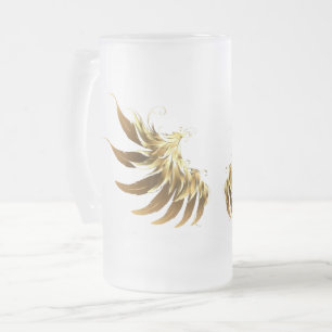 Goldene Engelsflügel auf schwarzem Hintergrund Mattglas Bierglas