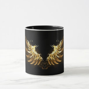 Goldene Engelsflügel auf schwarzem Hintergrund Tasse