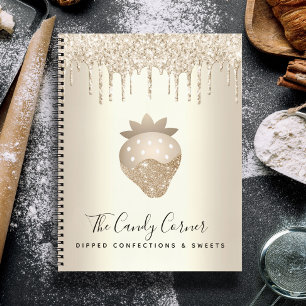 Goldene Erdbeer Glitter Tropfen Konfekt Süßigkeite Notizbuch