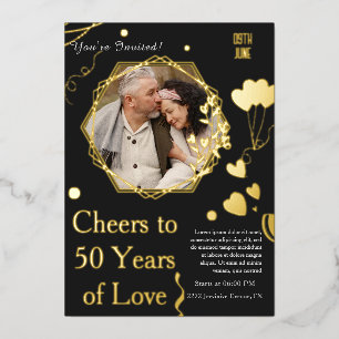 Goldene Erinnerungen feiern 50 Jahre Liebe Folieneinladung