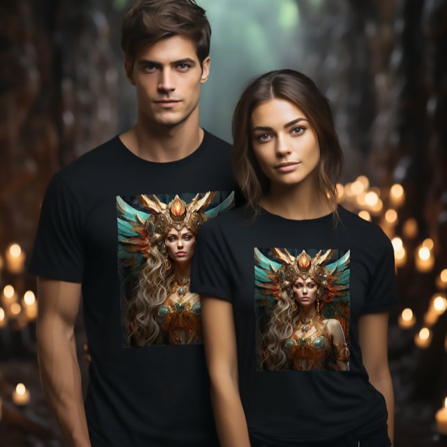 Goldene Ermächtigung: Norse Viking Goddess Freyja T-Shirt (Mystical Golden Horned Viking
Norse Goddess Freyja Freya
Tee)
