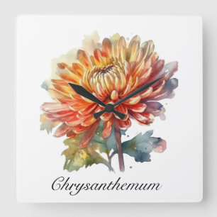 Goldene Ernte Chrysantheme, individuell Quadratische Wanduhr