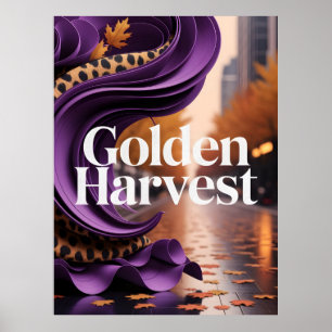 Goldene Ernte Lila Leopard Herbst Luxus Design Poster