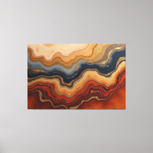 Goldene Erosion – 150 cm x 100 cm Abstrakte Flüssi Leinwanddruck