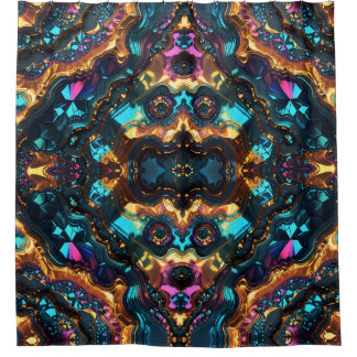 Goldene Erzvenen mit glänzenden Edelsteinen Duschvorhang