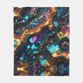 Goldene Erzvenen mit glänzenden Edelsteinen Fleecedecke