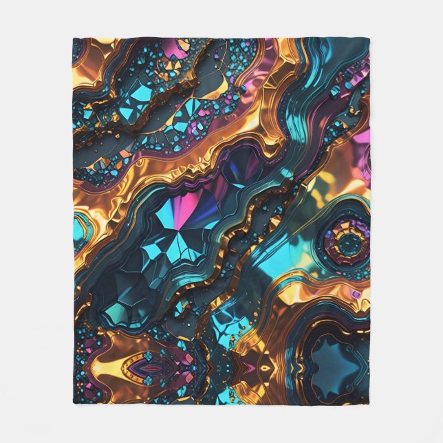 Goldene Erzvenen mit glänzenden Edelsteinen Fleecedecke (Vorderseite)