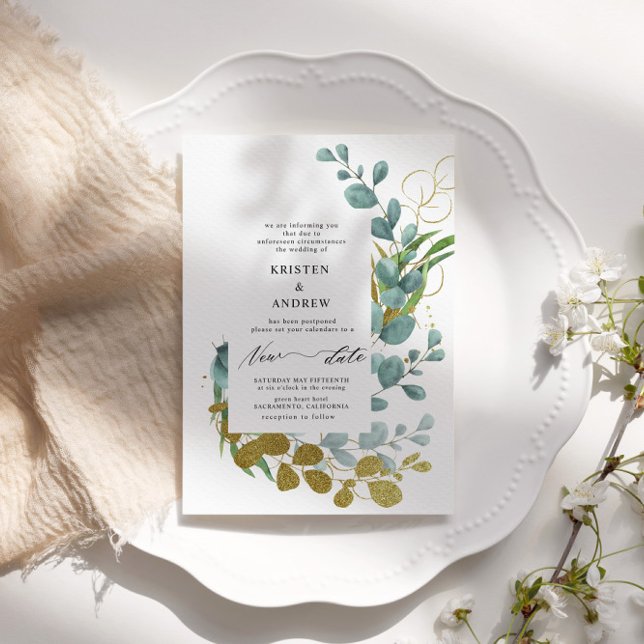 Goldene Eukalyptus Grüne Neue Hochzeit Einladung (Von Creator hochgeladen)