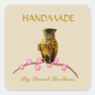 Goldene Eule Handmade Aufkleber