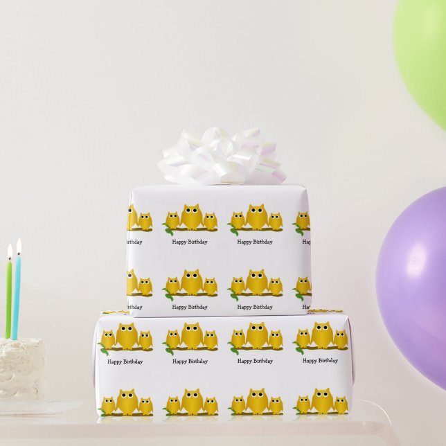 Goldene Eulen Design Geburtstagsgeschenk Geschenkpapier (Partygeschenke)