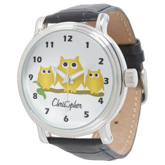 Goldene Eulen Design personalisiert Armbanduhr
