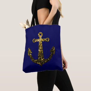 Goldene falsche funkelnde Glitter Anker navyblau