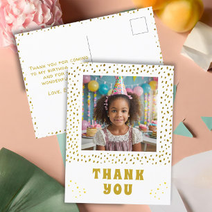 Goldene falsche Glitter-Geburtstags-Girl-Foto-Dank Postkarte