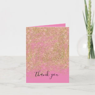 Goldene falsche Glitter Rosa Glanz Dankeskarte