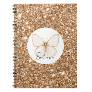 Goldene falsche Glitter Weiße Butterfly   Notizblock