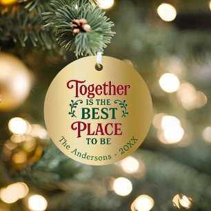 Goldene Familie zitiert Weihnachten Ornament Aus Metall