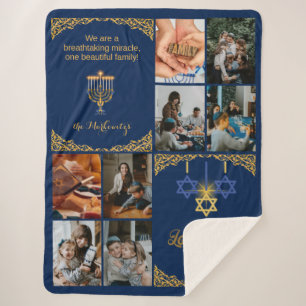 Goldene Familienfoto Hanukkah-Wunder Navyblau  Sherpadecke