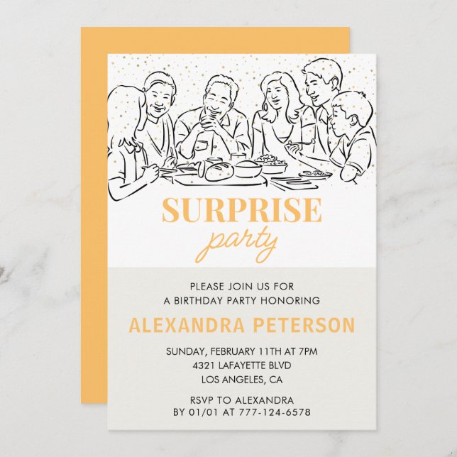Goldene Familienüberraschung Party 71. Einladung (Vorne/Hinten)