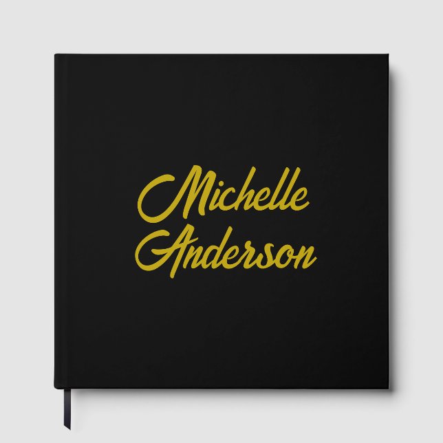 Goldene Farbe Schwarzer Moderner Minimalistischer  Gästebuch (Vorderseite)