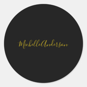 Goldene Farbe Schwarzer Moderner Minimalistischer Runder Aufkleber