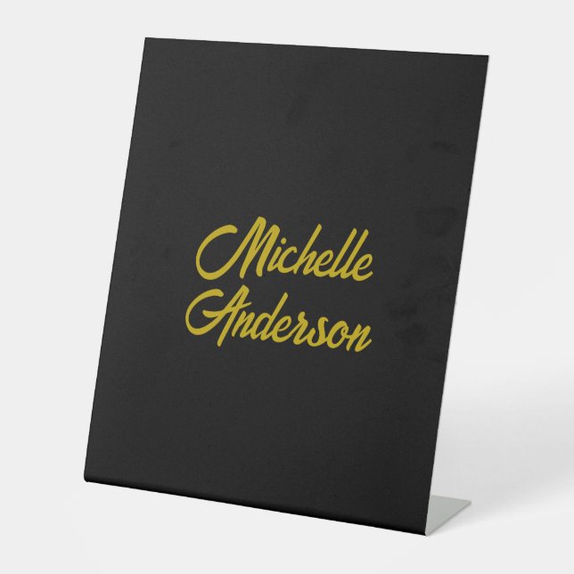 Goldene Farbe Schwarzer Moderner Minimalistischer  Sockelschild (Vorderseite)