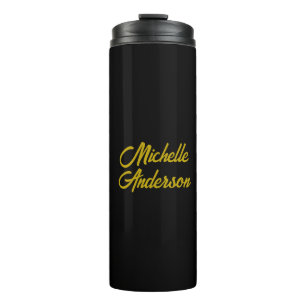 Goldene Farbe Schwarzer Moderner Minimalistischer Thermosbecher