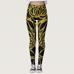 Goldene Farbe Zebra Retro Animal Print Leggings