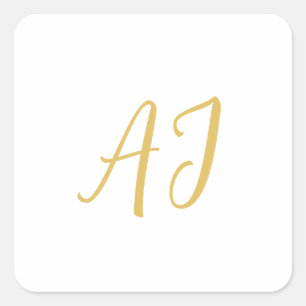 Goldene Farbmonogramm Professionelle Klassische In Quadratischer Aufkleber