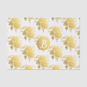 Goldene Faux-Folie Glänzende Glamour Rosen Monogra Seidenpapier