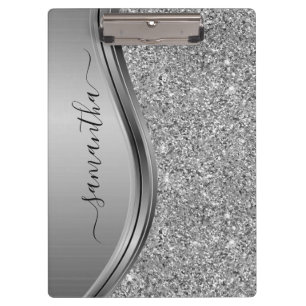Goldene Faux-Glitter-Handschrift-Metall-Monogramm Klemmbrett